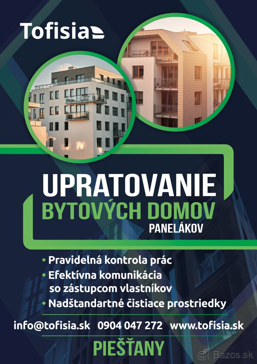 upratovanie bytových domov Piešťany