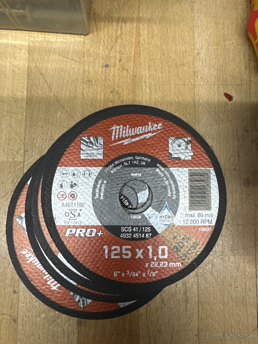 Predám rezné kotúče 125x1,0 Milwaukee 5ks