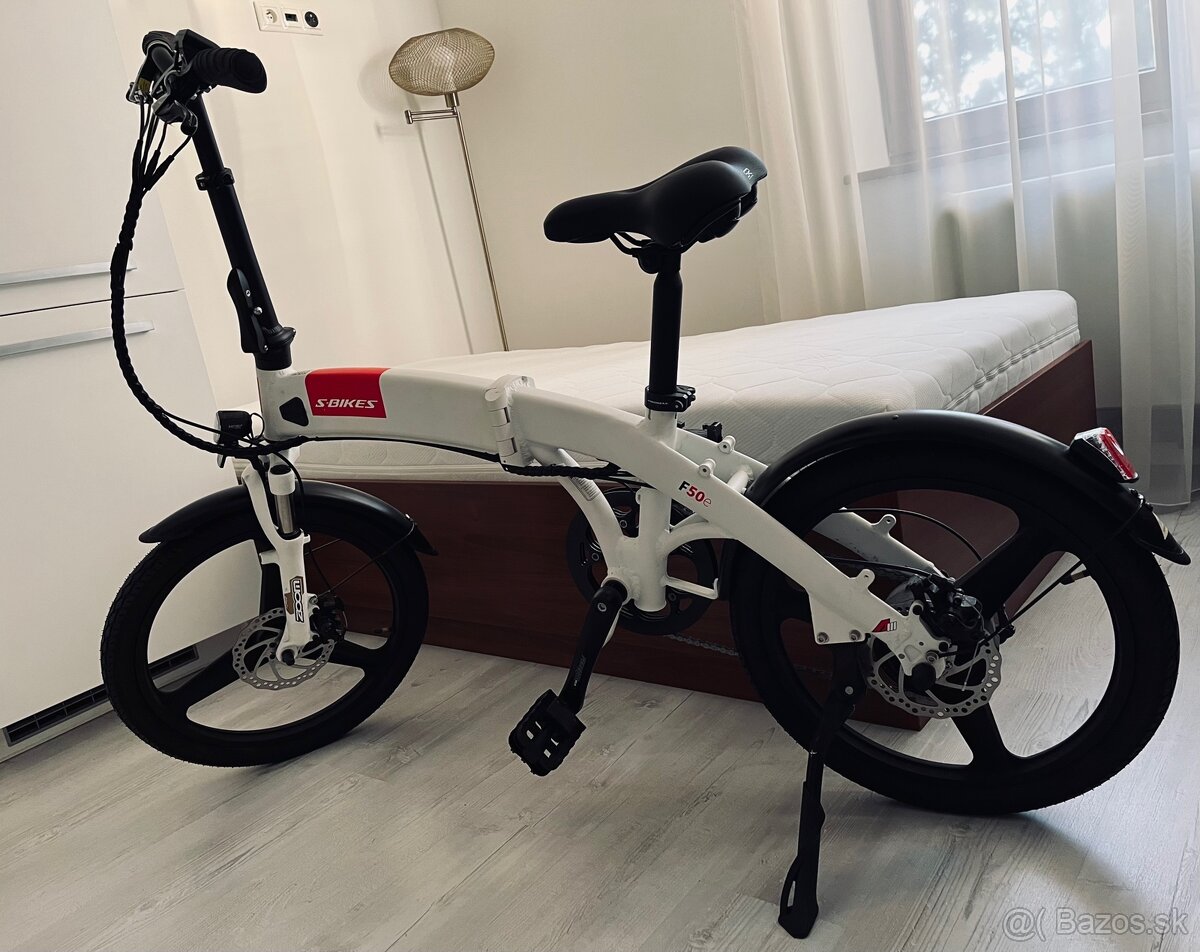 SKLADACÍ bicykel E-BIKE S-BIKES F50E , BIELY UNI
