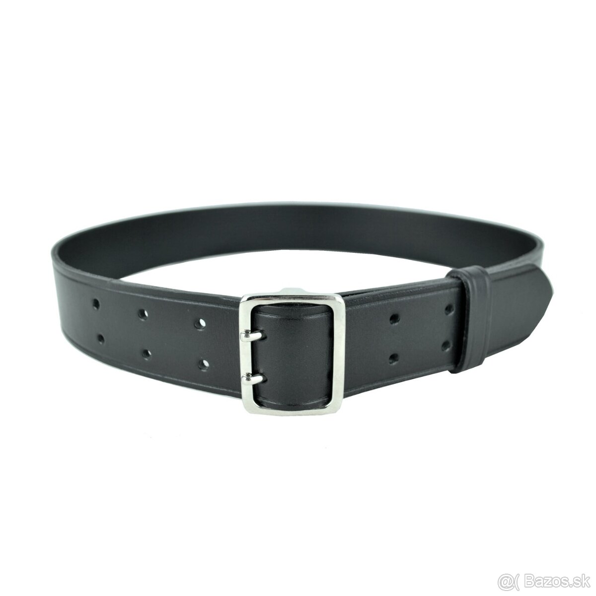 Luxusný pánsky kožený opasok s kovovou prackou čierny
