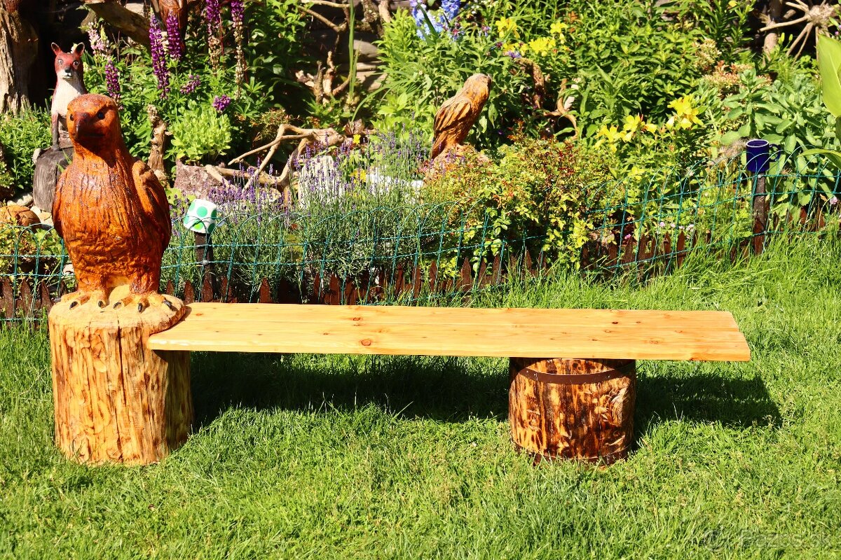 Predám drevenú lavicu drevorezba orol