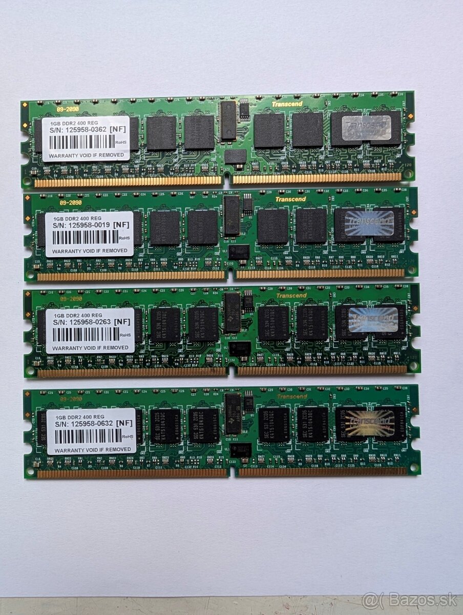 Serverová RAM Transcend DDR2-400 Registered ECC — 8 GB spolu