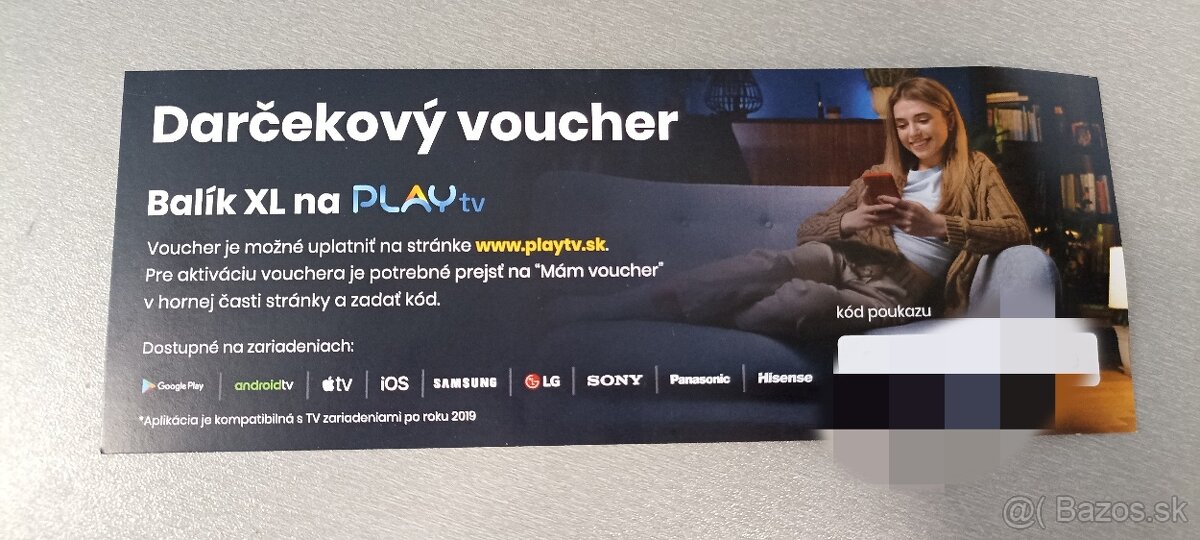 Predam voucher kod internetova televizia Play TV 1 rok