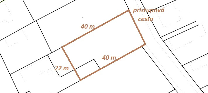 Predaj 9 á pozemok, 22 m šírka, výborná poloha, Dedinka