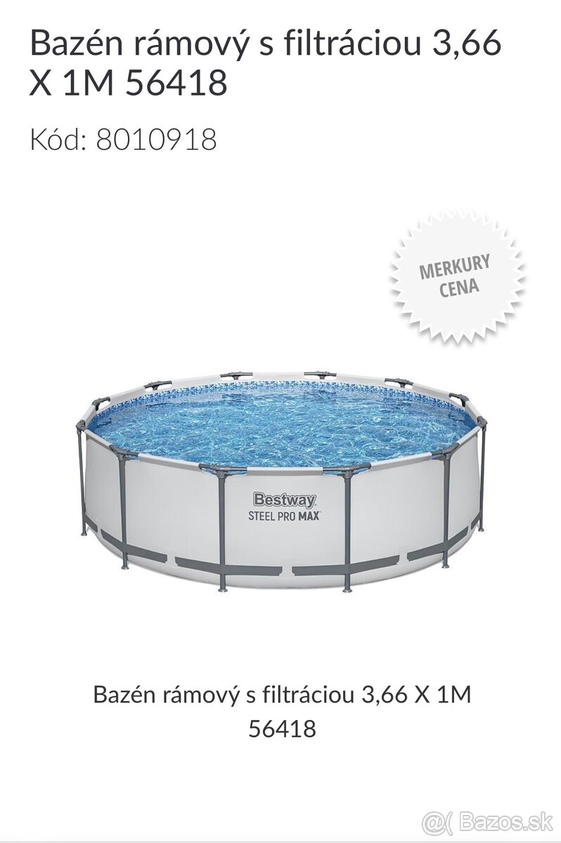 Bazén na predaj 3,66 hĺbka 1m