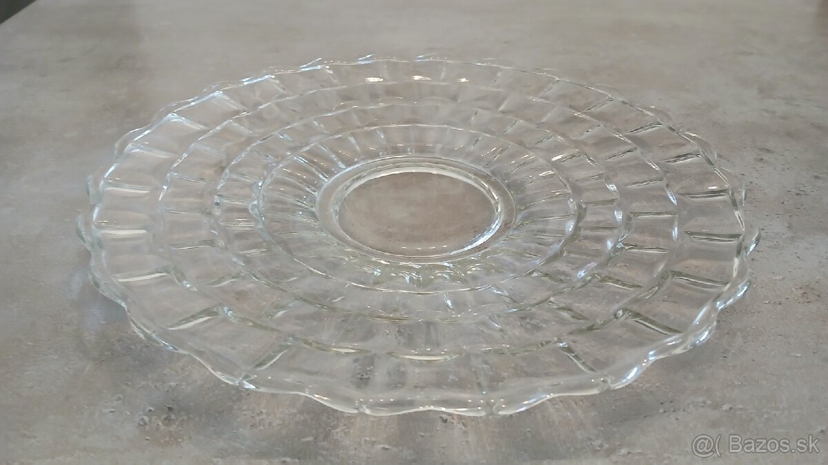 Servírovací retro sklenený tanier