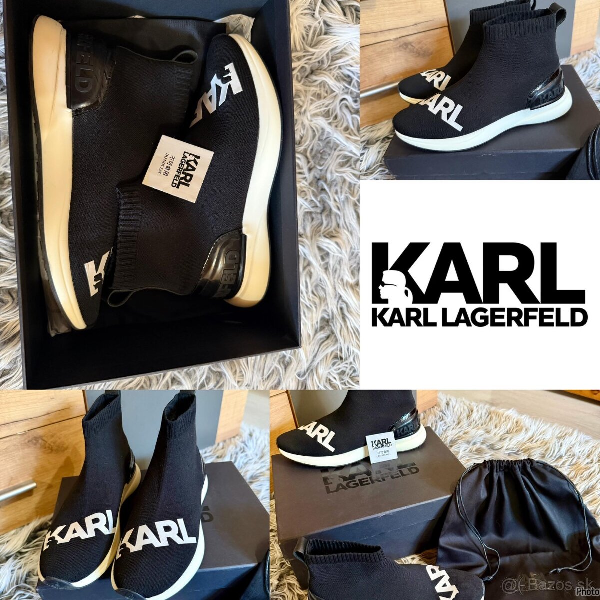 karl lagerfeld black/white damske trendy tenisky