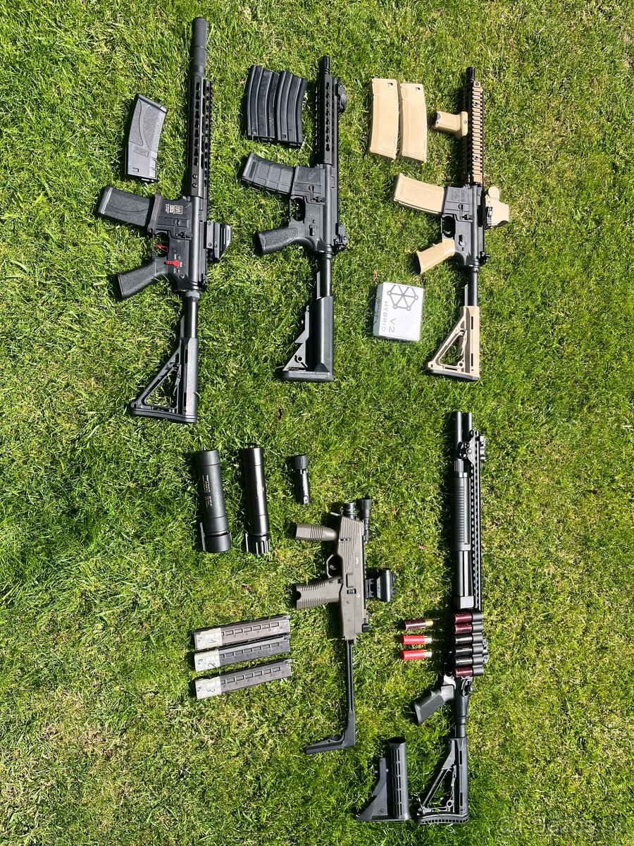 2x full upgrade m4, kwa mp9, plynová brokovnica