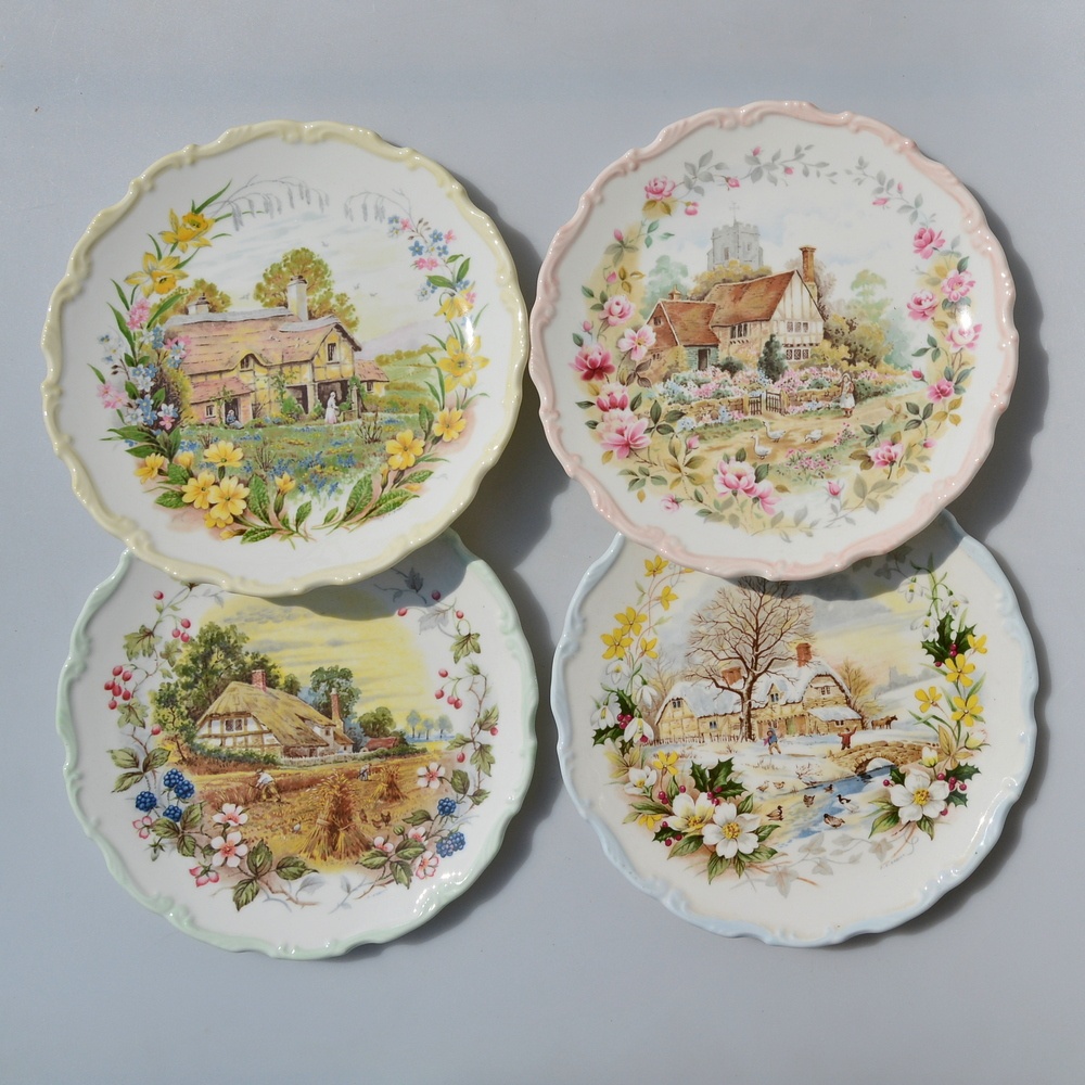 kompletná sada - 4 porcelánové taniere 4 ročné obdobia