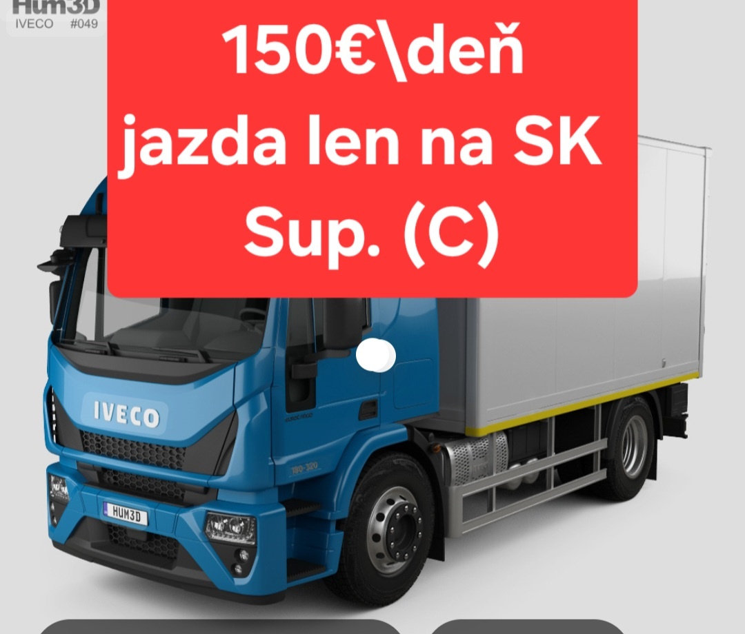 Práca šofera na sk C- 150Eur/deň jazda
