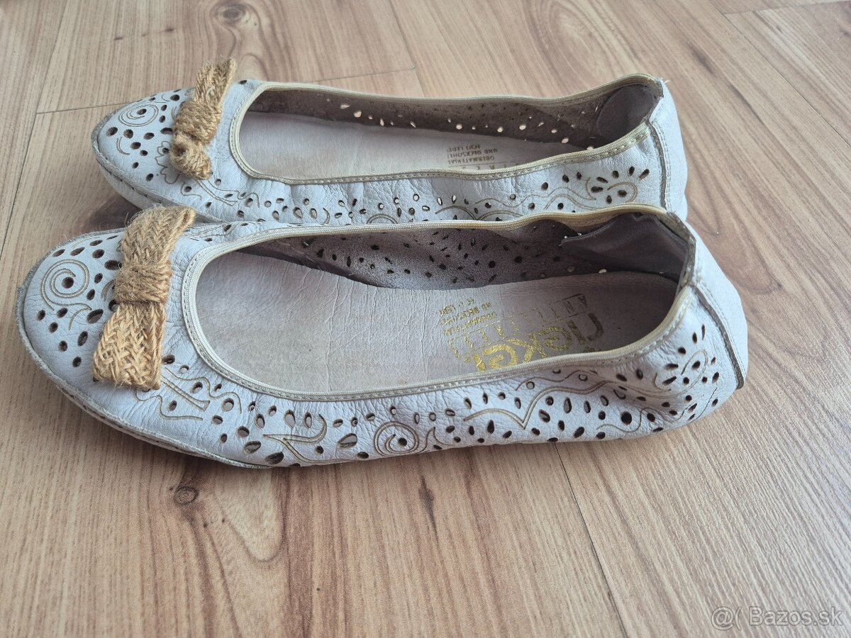 Dámske kožené baleríny rieker 36