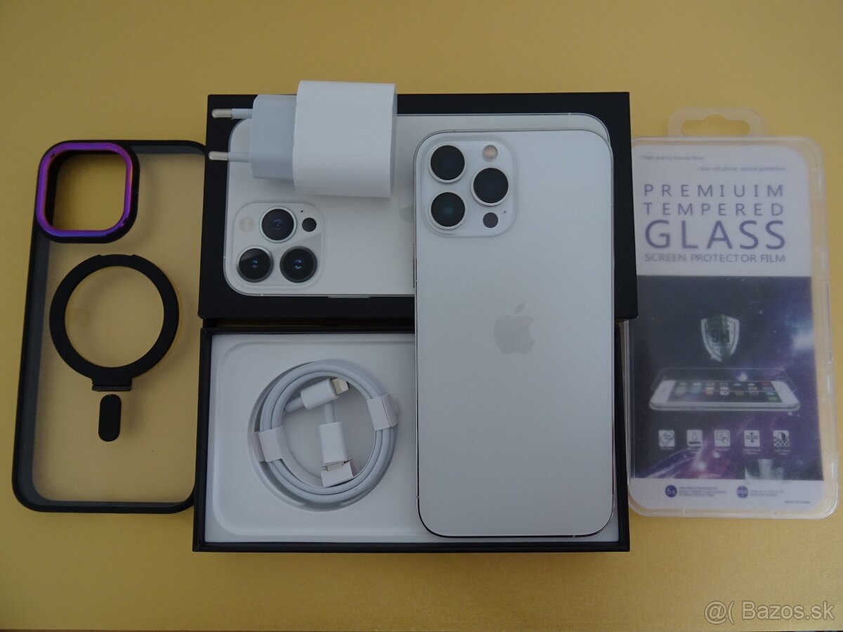 iPhone 13 PRO MAX 256GB SILVER- ZÁRUKA 1 ROK - 100% BATERIA