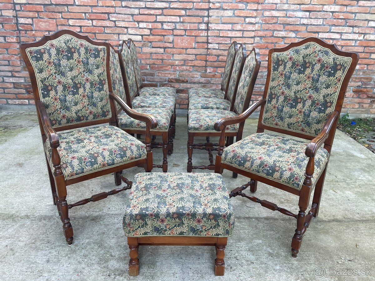 Predám vintage jedálenské stoličky – set 8 kusov