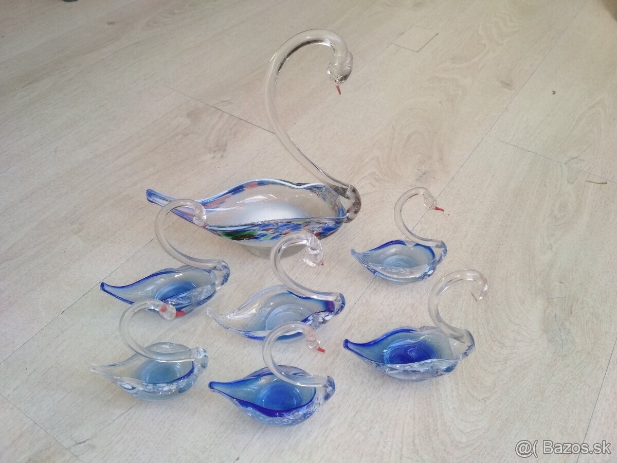 Sklenené labute 7ks Retro