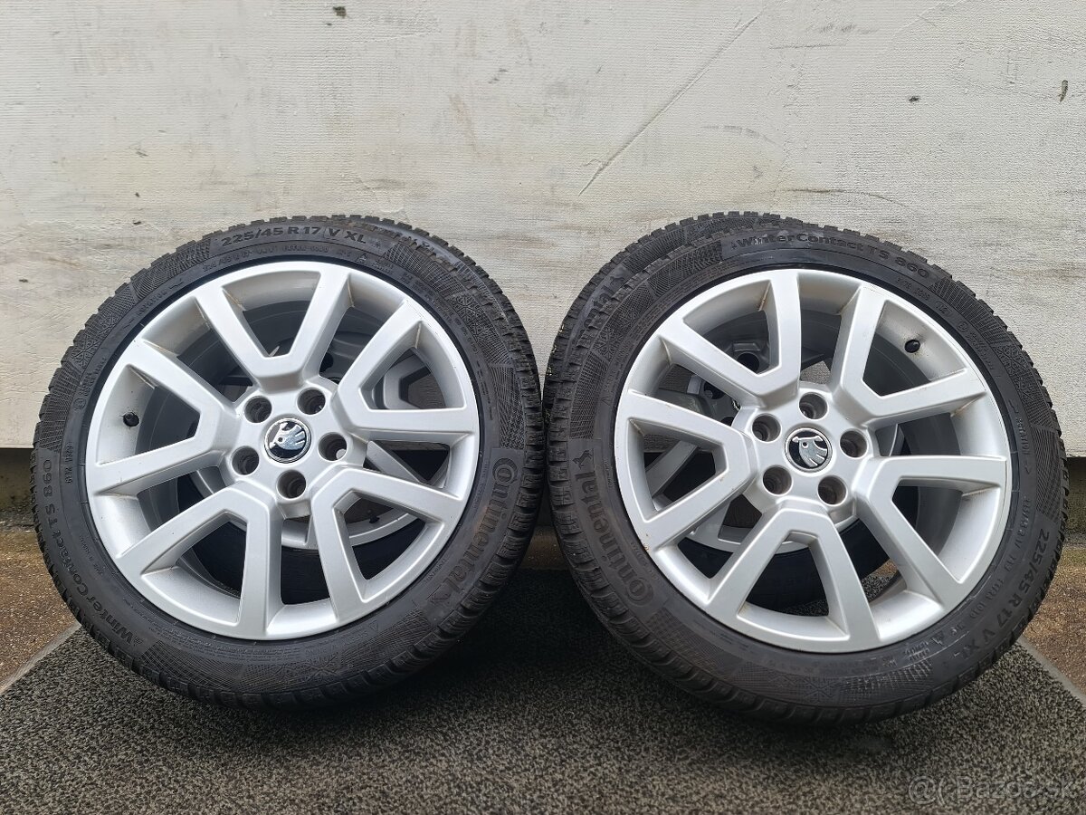 5x112 R17 ŠKODA + ZIMNE PNEU 225/45 R17
