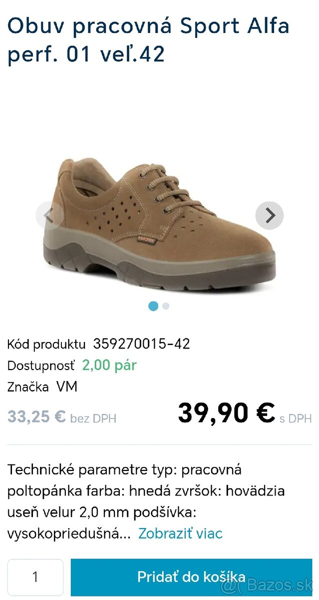 Obuv pracovná Sport Alfa
Veľkosť 41