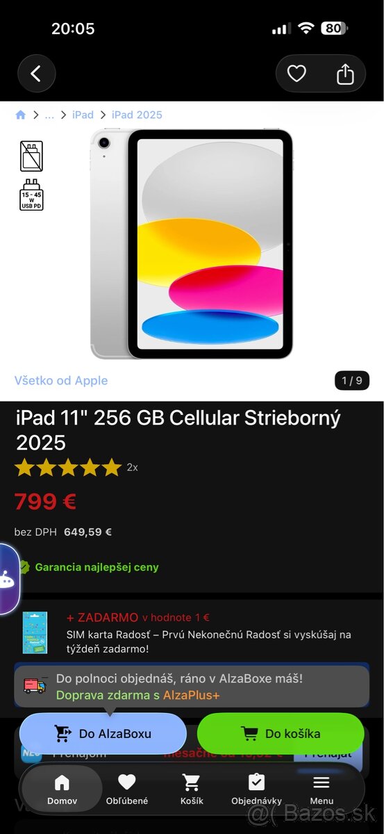 iPad 2025 strieborný 256GB cellular+wifi