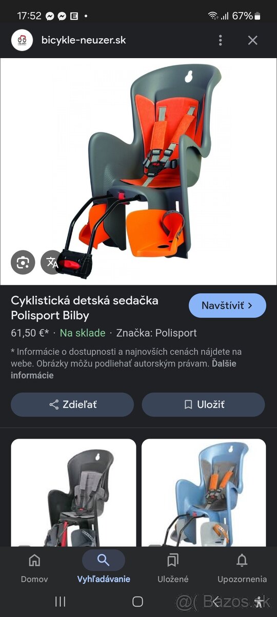 Detská sedacka na bicykel