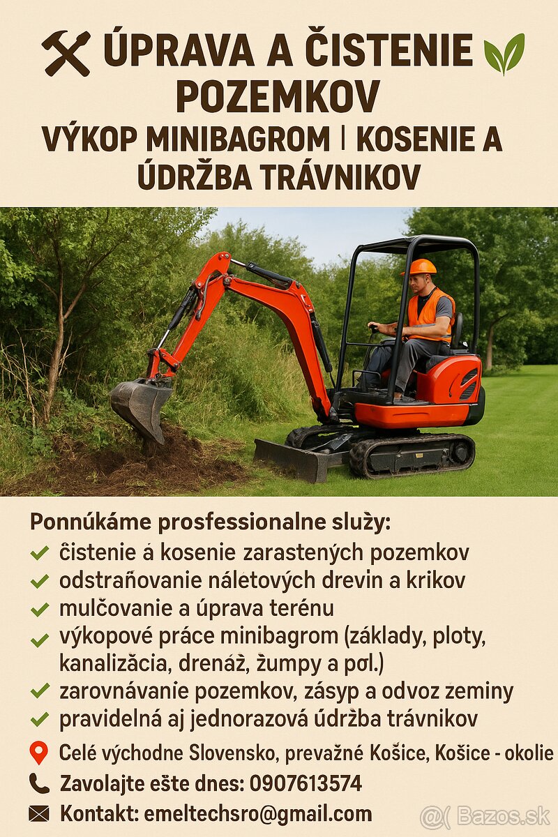 🛠️ ÚPRAVA A ČISTENIE POZEMKOV | VÝKOP MINIBAGROM | KOSENIE