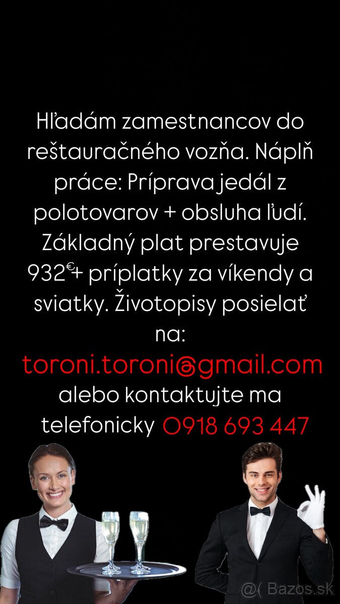 Hľadám zamestnancov