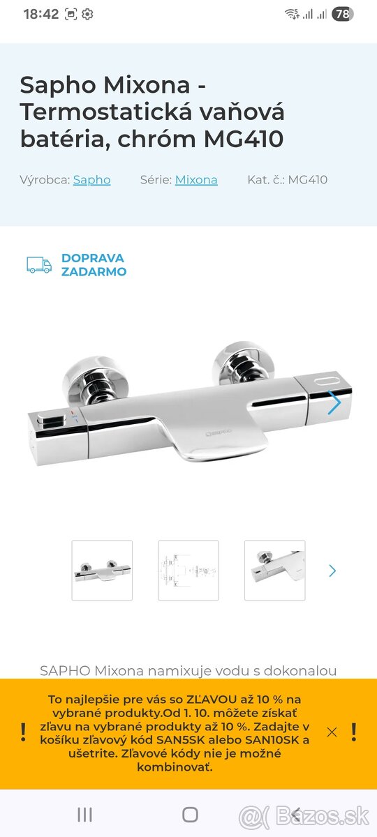 Vanova bateria - SAPHO Mixona