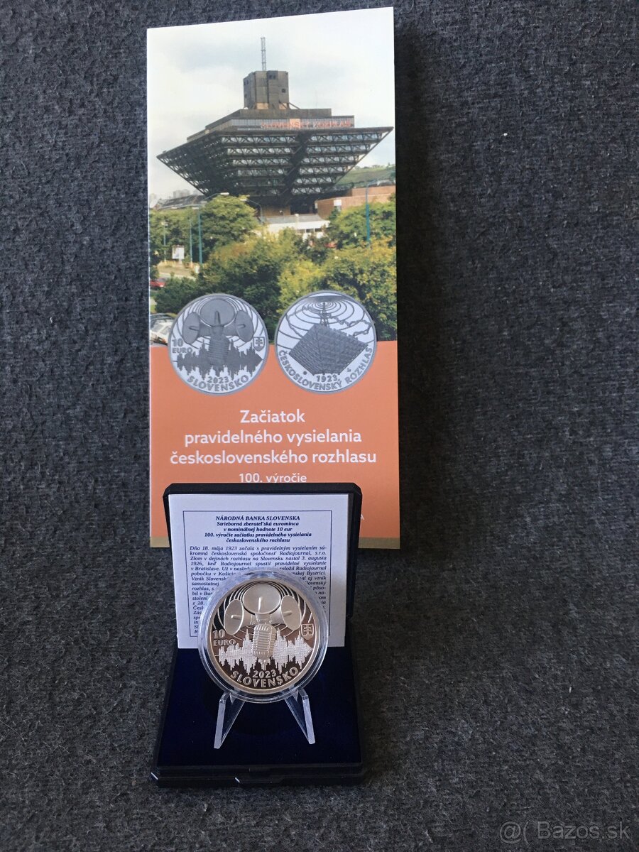 Strieborná minca Slovensko 10 euro Rozhlas PROOF