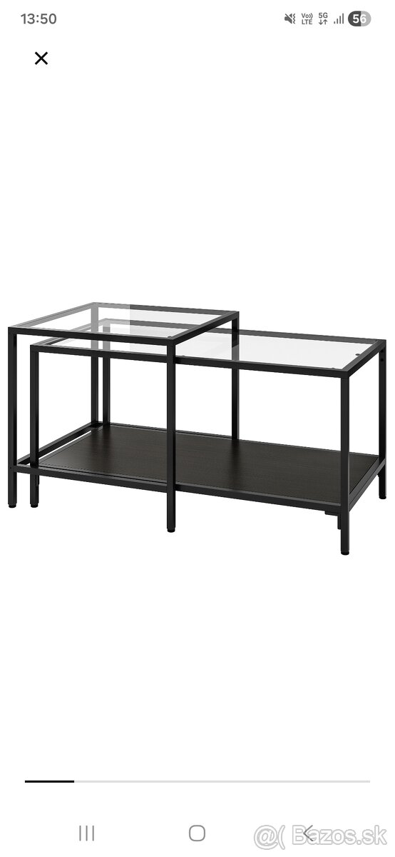Konferenčný stolík kovový so sklom