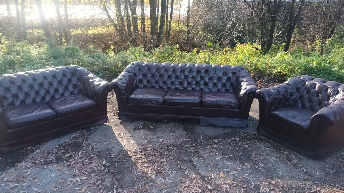 Kožená sedacia súprava 3+2+1-CHESTERFIELD