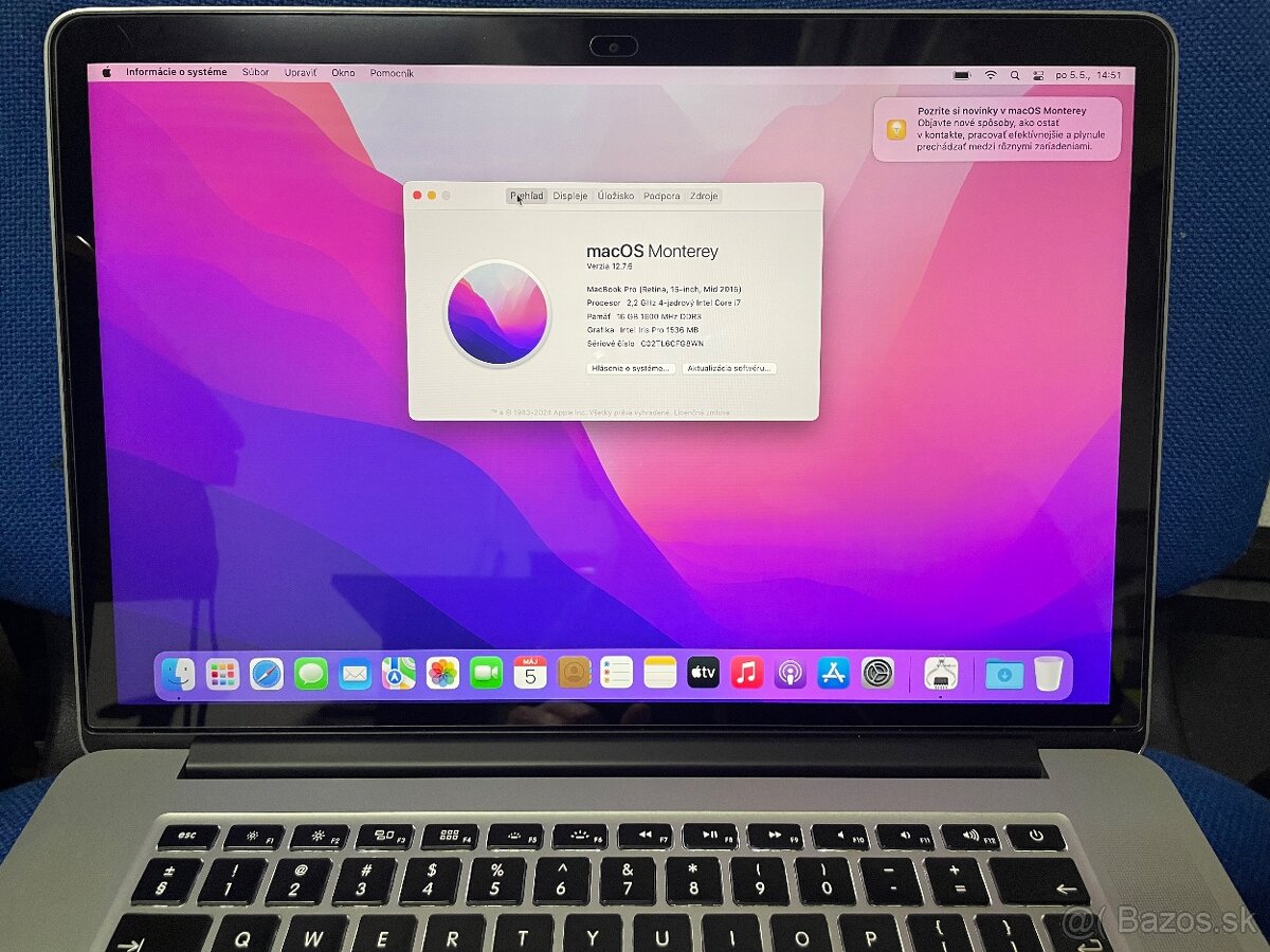 Apple MacBook Pro 15" Mid 2015 i7 2.2GHz/16GB/128GB