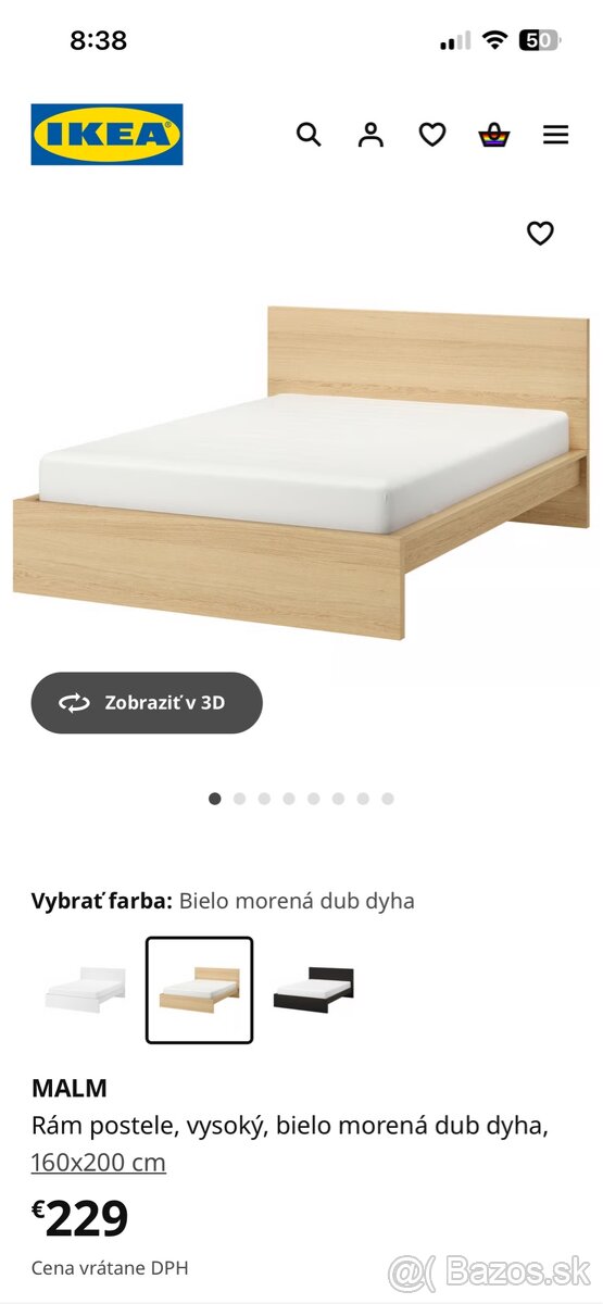 Ikea Malm Postel bez matraca