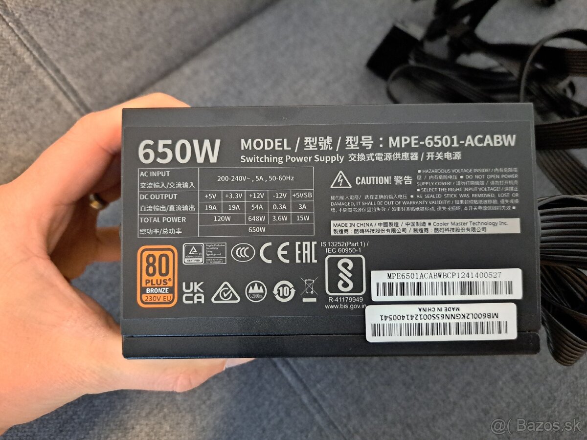 Predám zdroj cooler master mwe 650 bronze v2