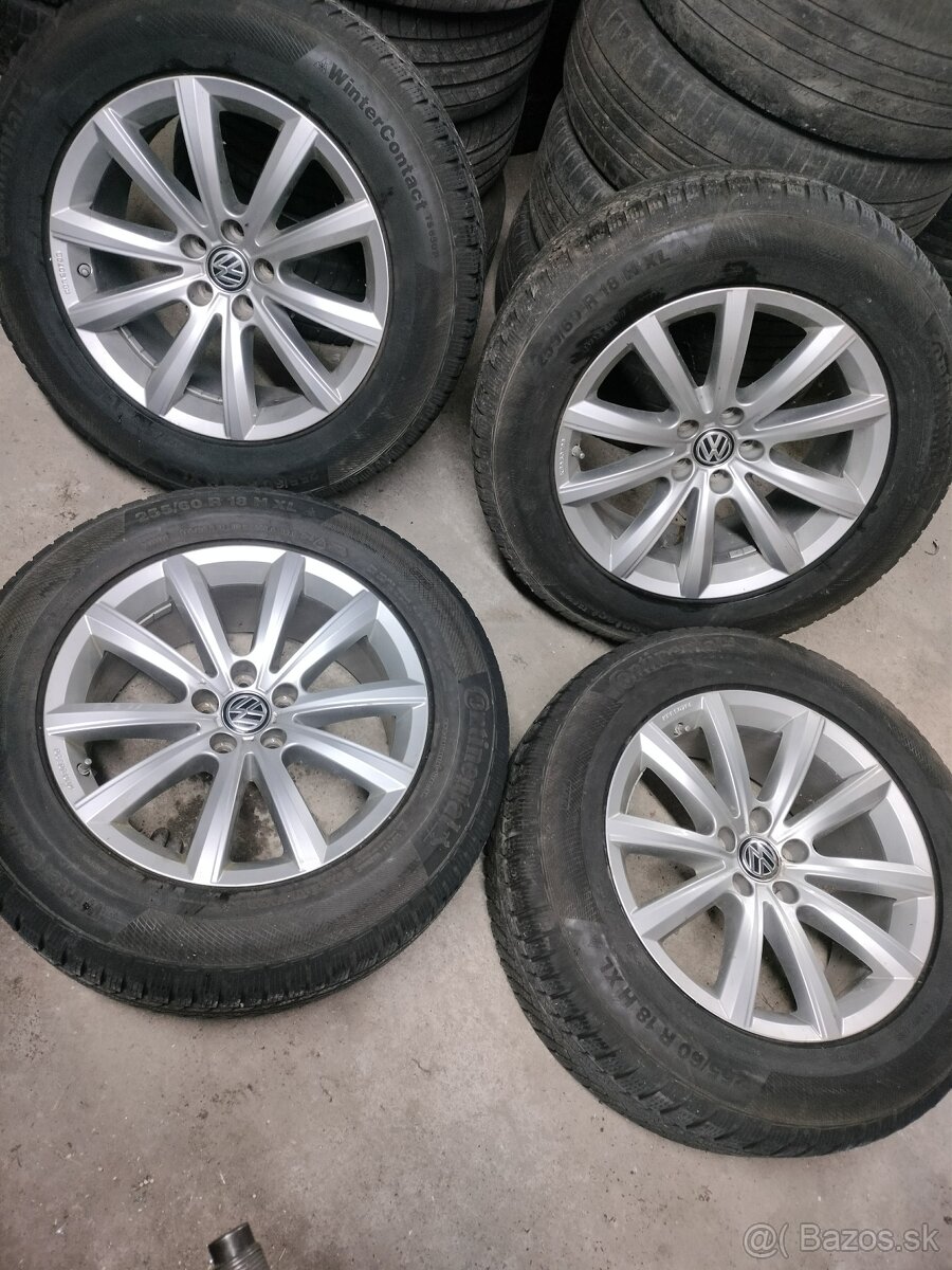 ❄️zimná 4ks alu disky orig. VW 5x112 R18 pneu 7mm 255/60 r18
