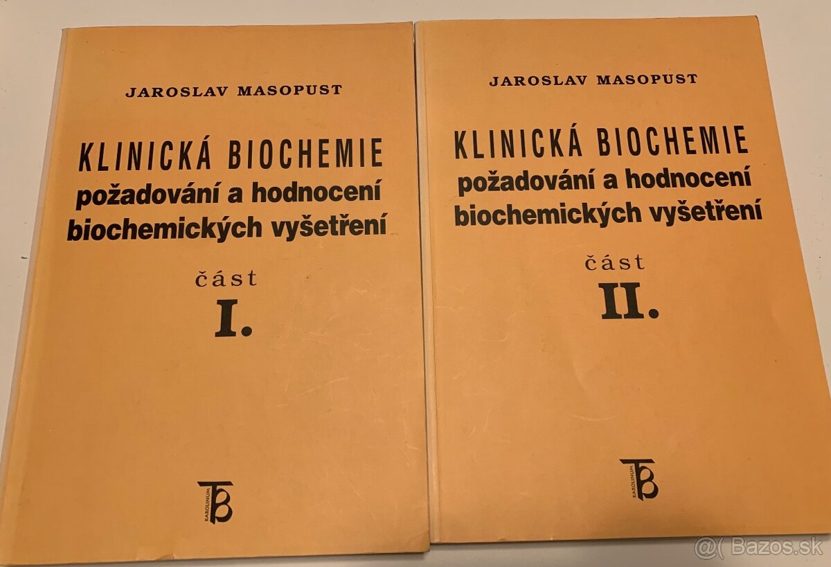 Predám knihy KLINICKÁ BIOCHEMIE I.a II. prof. Masopust