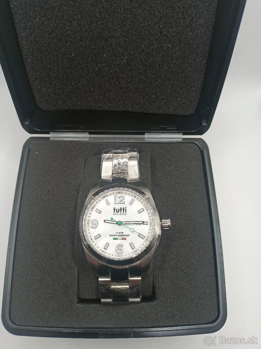 NOVÉ Pánske hodinky Tutti Milano bielo-strieborné(70% zľava)