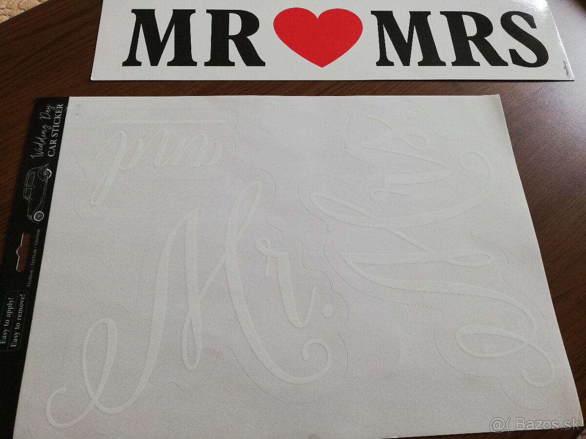 Svadobné nálepky na auto - Mr & Mrs . 2 KS