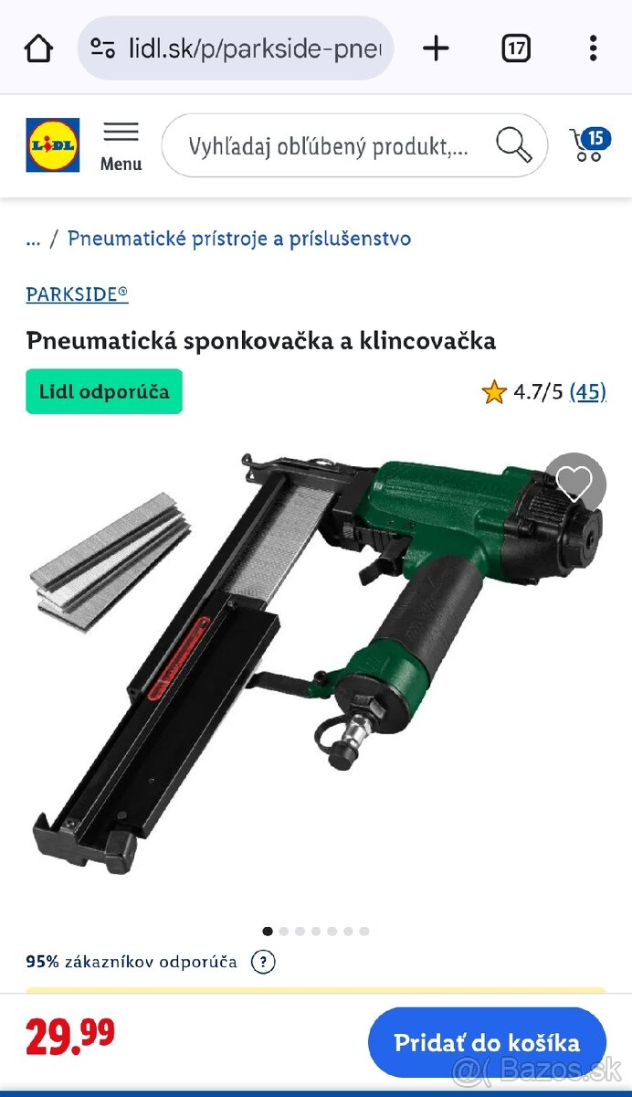Pneumatická sponkovačka a klincovačka