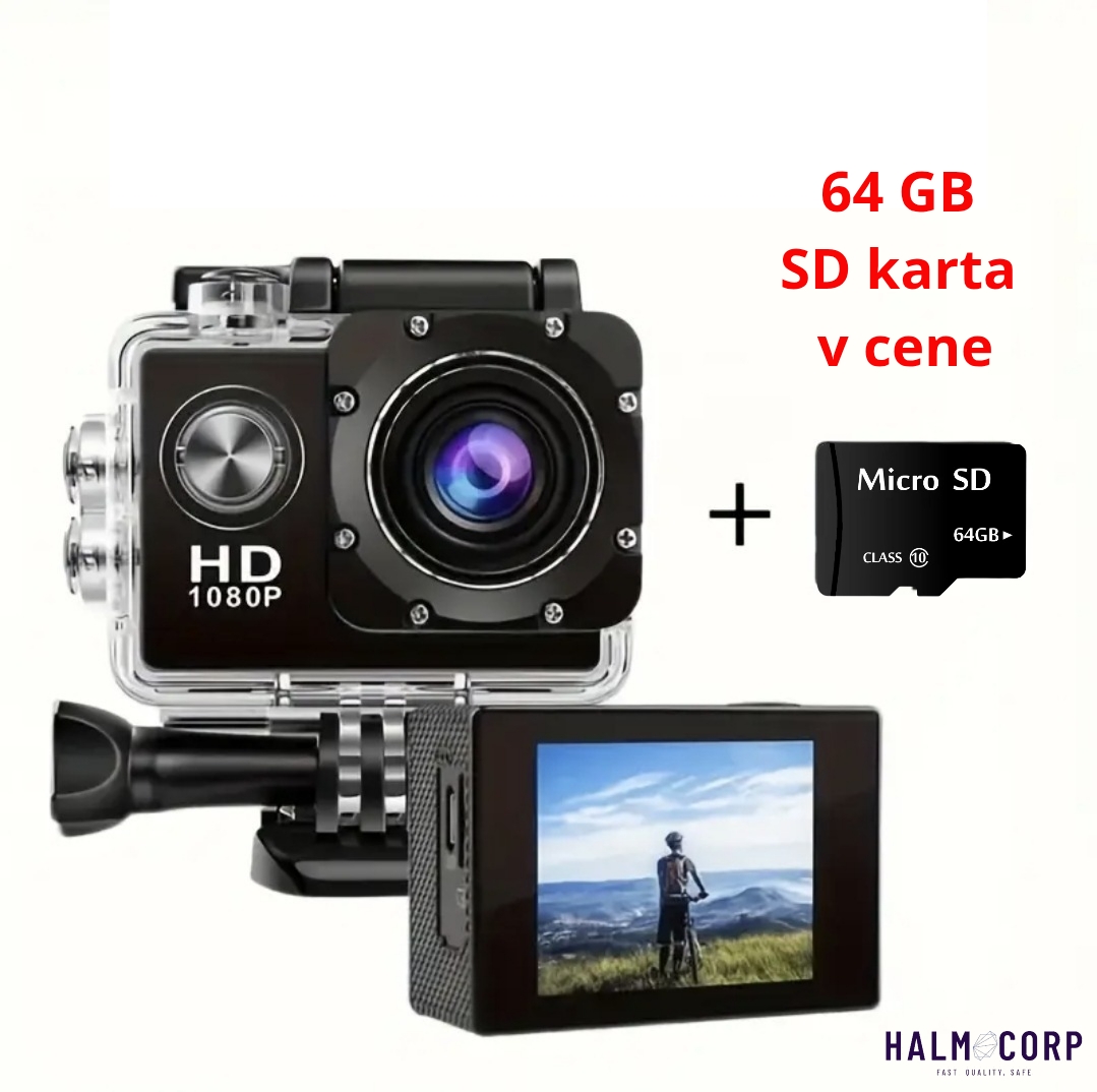 Akčná kamera s rozlíšením Full HD, vodotesná, Wi-Fi