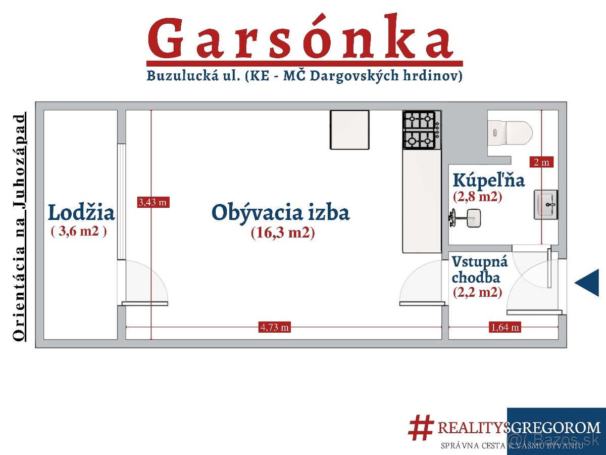 1+KK byt, Buzulucká ul., 24 m2 + lodžia, 7/8 pos, po ČR