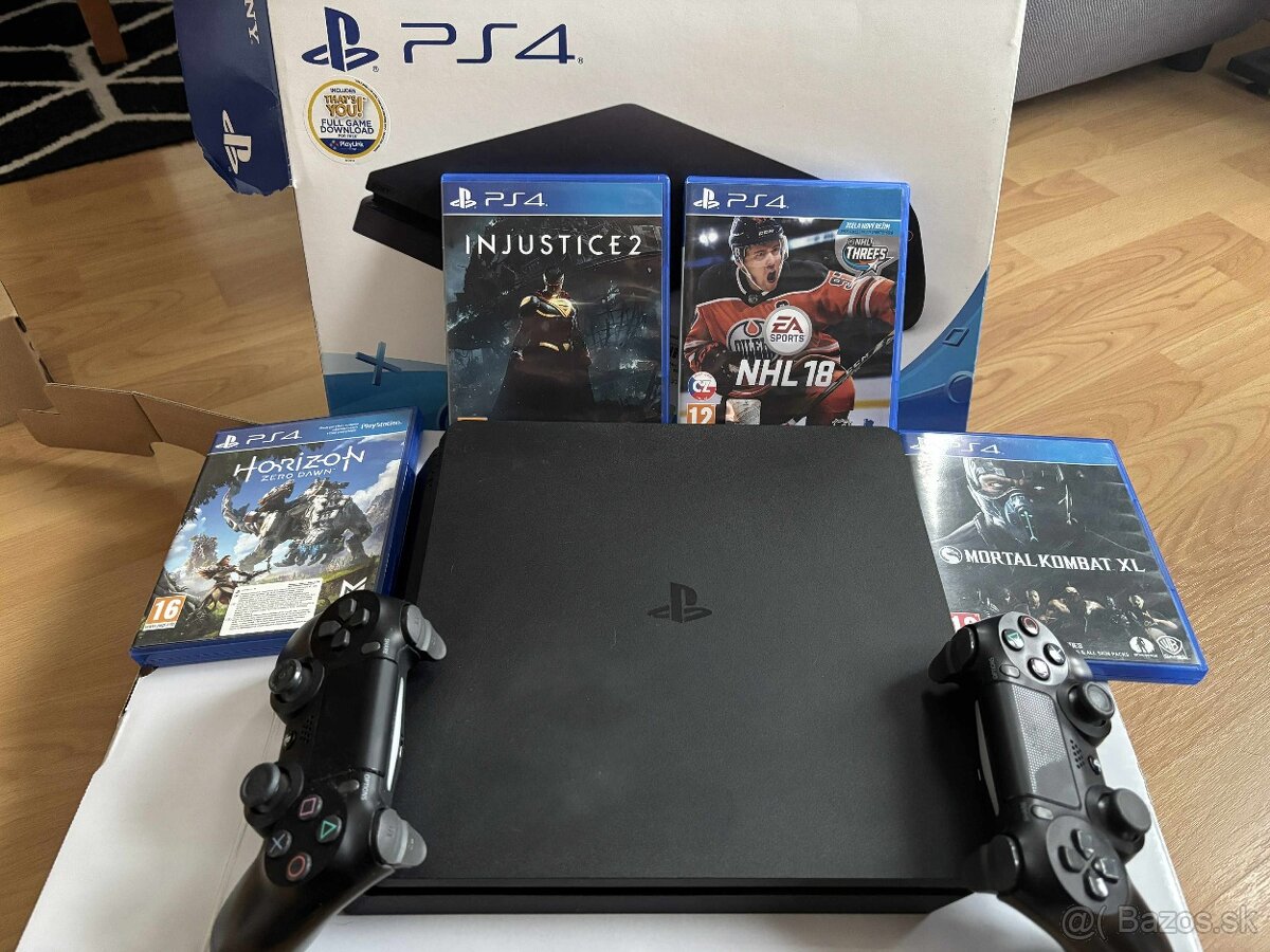 Sony PlayStation 4 Slim 500GB + druhý joystick + 4 hry