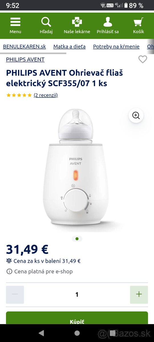 Ohrievačka flašky na mlieko