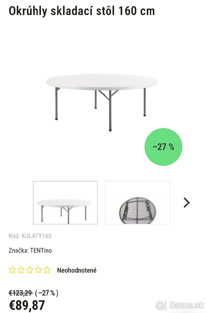 Okrúhly skladací stôl 160 cm -novy zabalený