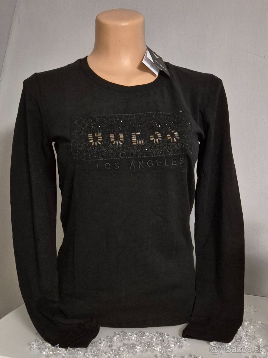 Guess dámske čierne tričko s dlhým rukávom