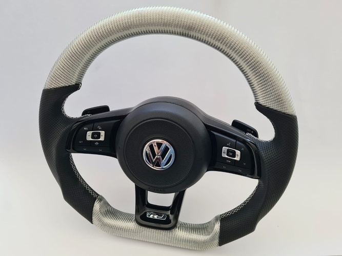 VOLANT VOLKSWAGEN R LINE GTI - KOZA / BIELY KARBON / BORDOVY