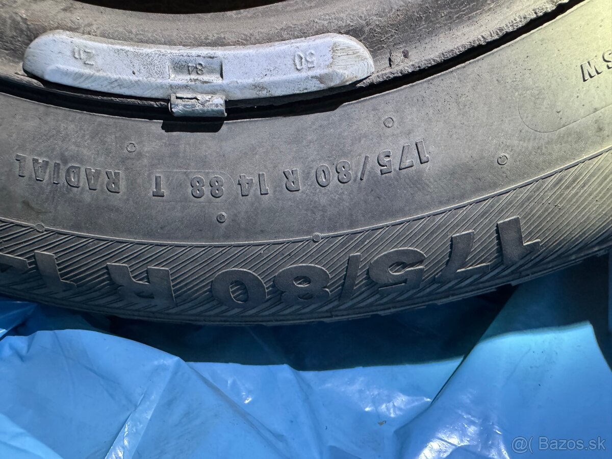Letne pneu 175/80 R14 + plechové disky (Škoda octavia I)