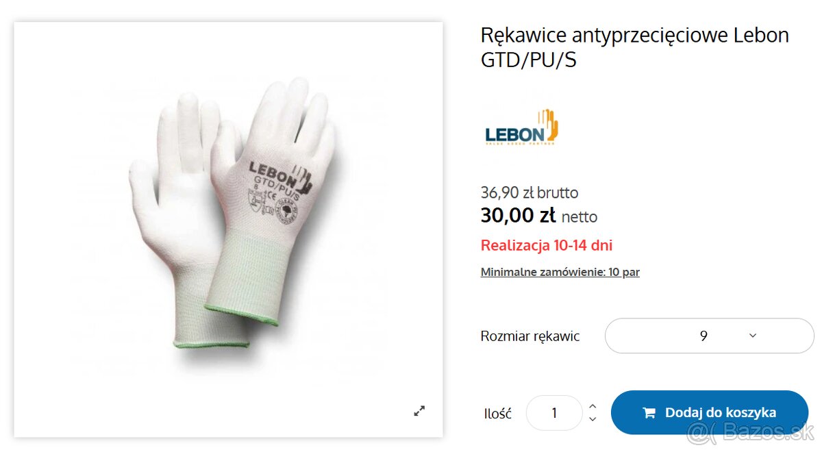 Рracovné rukavice Lebon GTD/PU/S