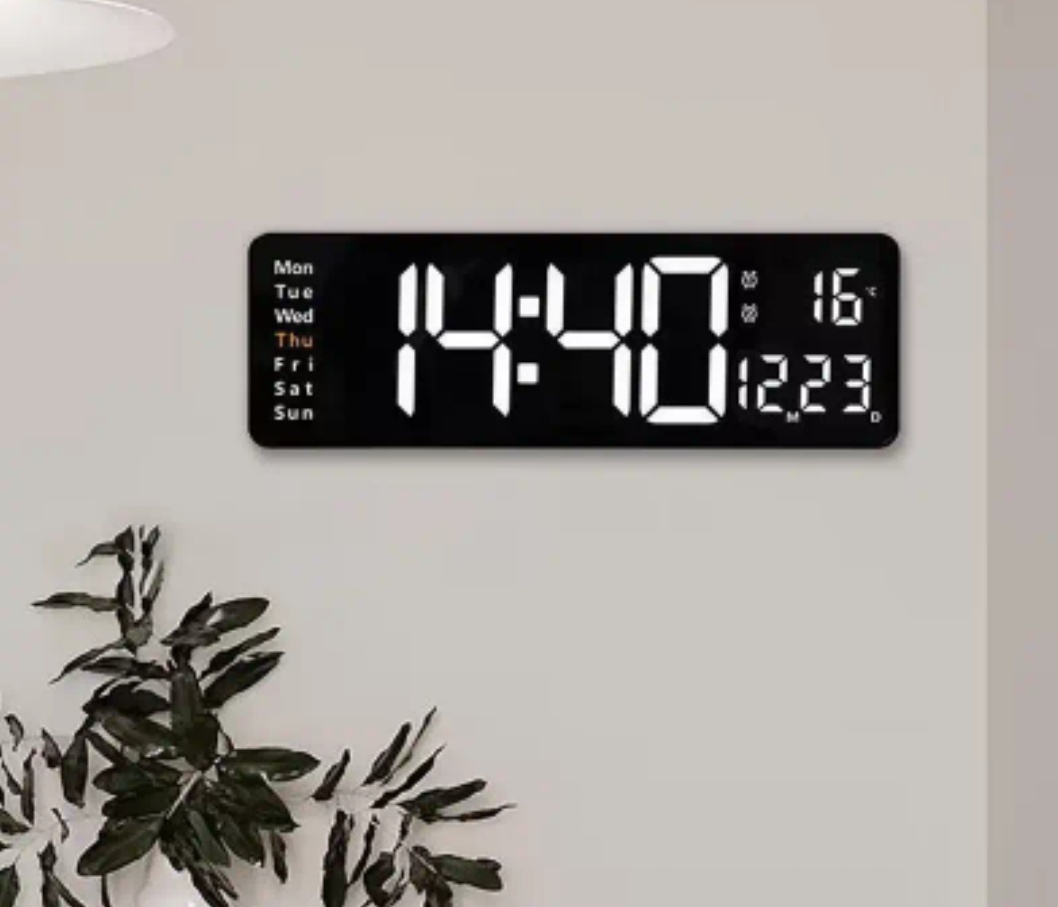 LCD hodiny nástenné 39cm
