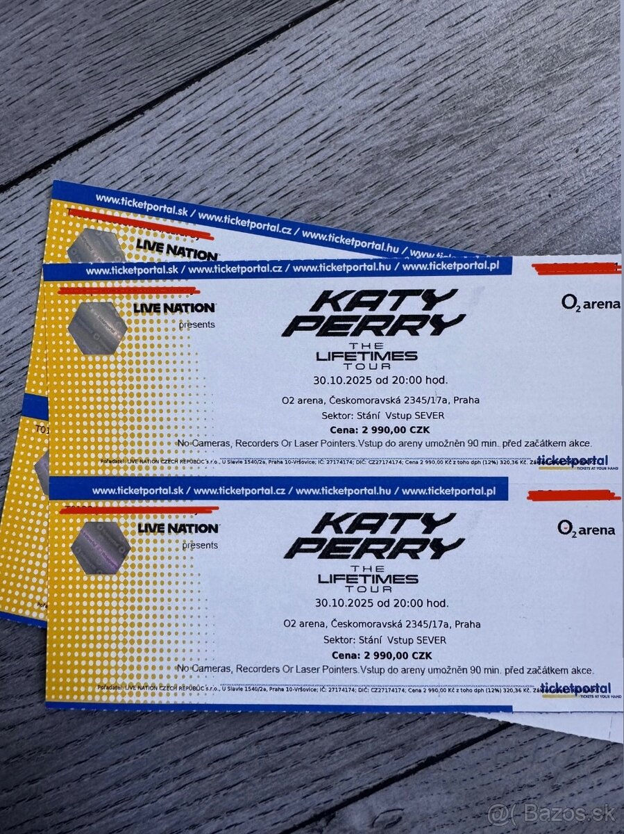 Katy Perry Praha- papierové vstupenky