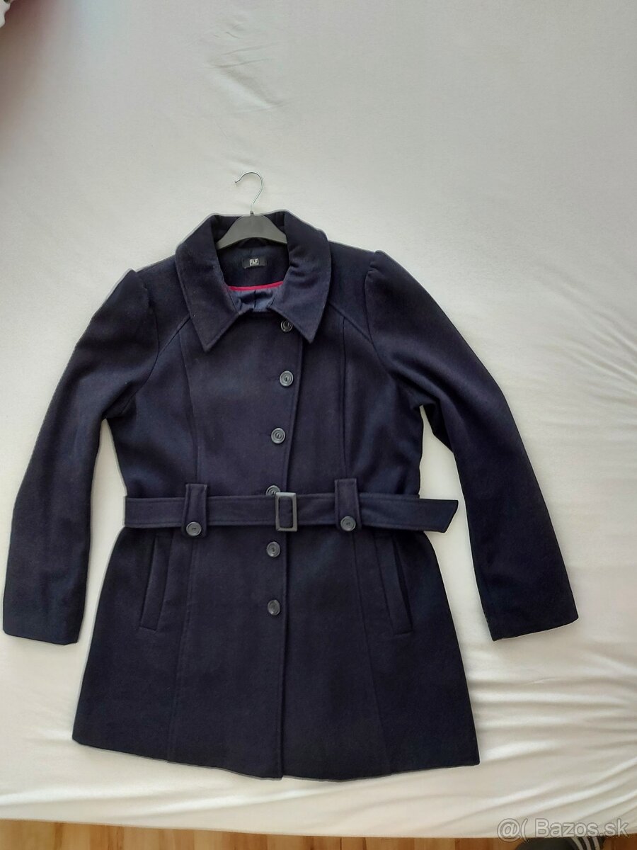 Kabát flaušový dámsky modrý 46