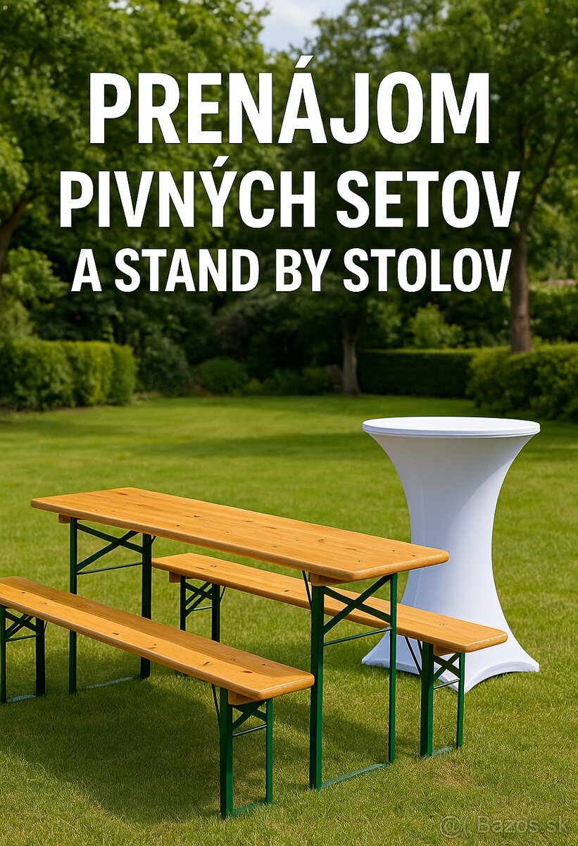 Prenájom pivných setov, stand-by stolov a inventáru
