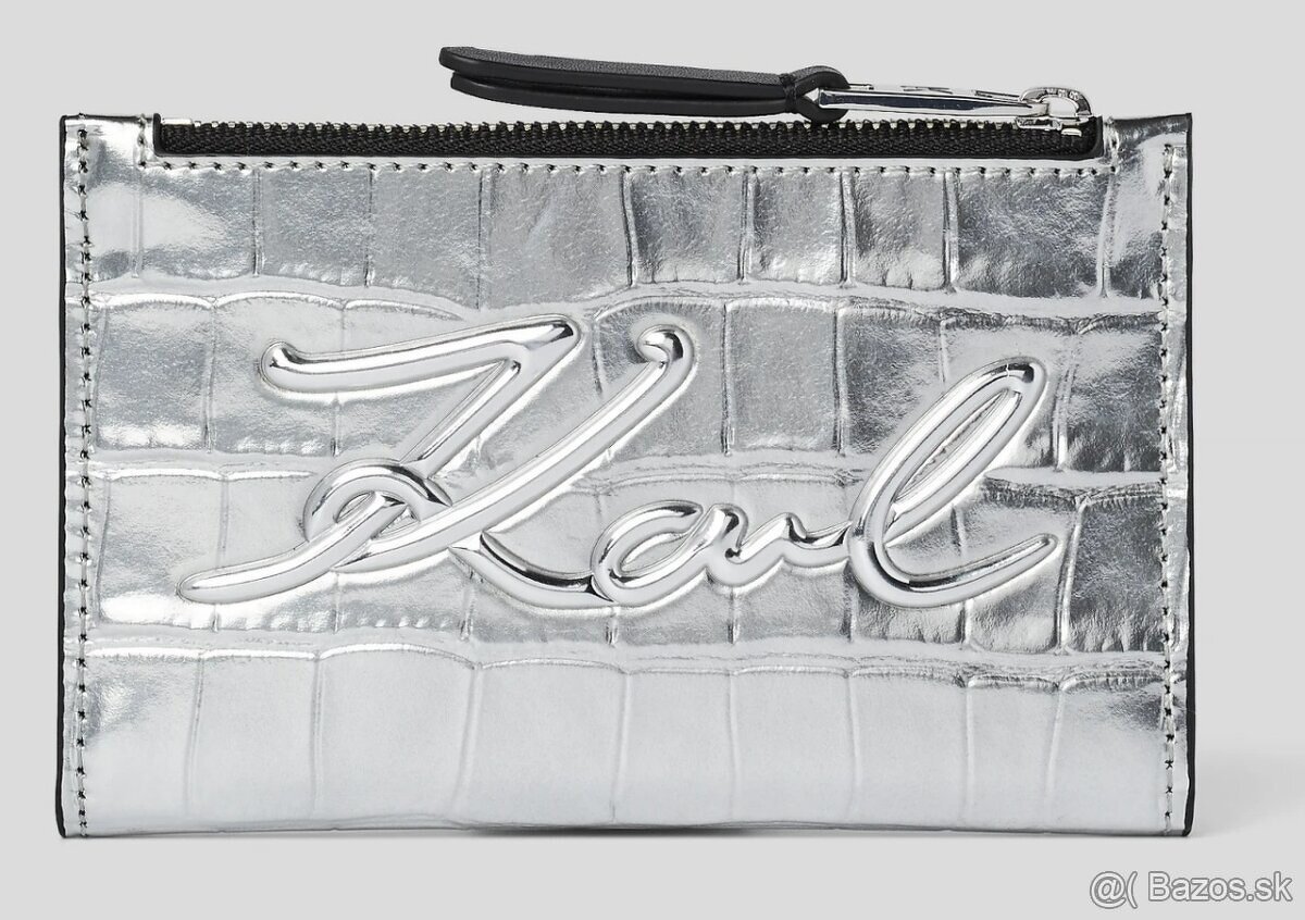 Kožená peňaženka Karl Lagerfeld K/SIGNATURE CROC FOLDED